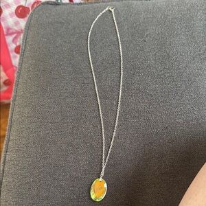 Silver Necklace with Orange Pendant